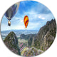 Mountains And Balloon Landscape, Photo Disc Metal Artwork, 38"