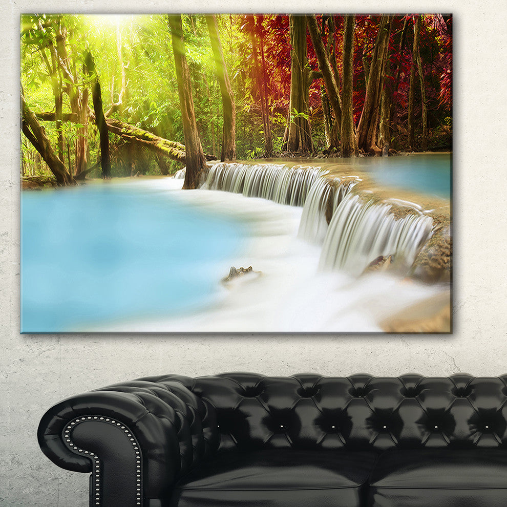 "Blue Waters of Huai Mae Kamin Waterfall" Landscape Wall Art, 40"x20"