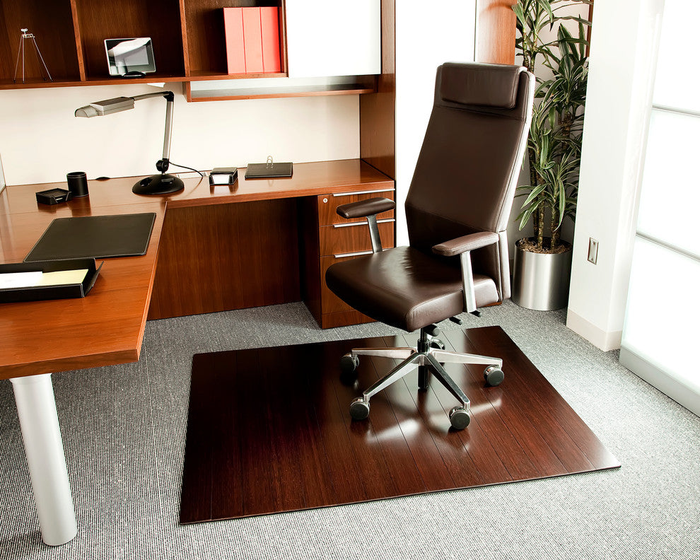 Ronson Bamboo Deluxe Roll-Up Chair Mat, Dark Cherry, No Lip, 60"x48"