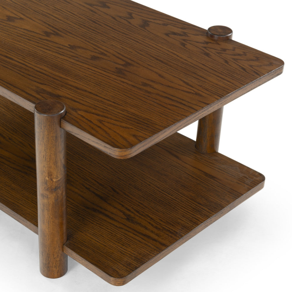 Safavieh Couture Edisyn 2 Shelf Wood Coffee Table, Medium Oak
