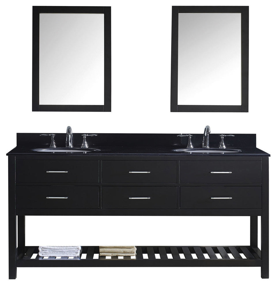 Virtu Caroline Estate 72" Double Bathroom Vanity, Espresso, Mirrors