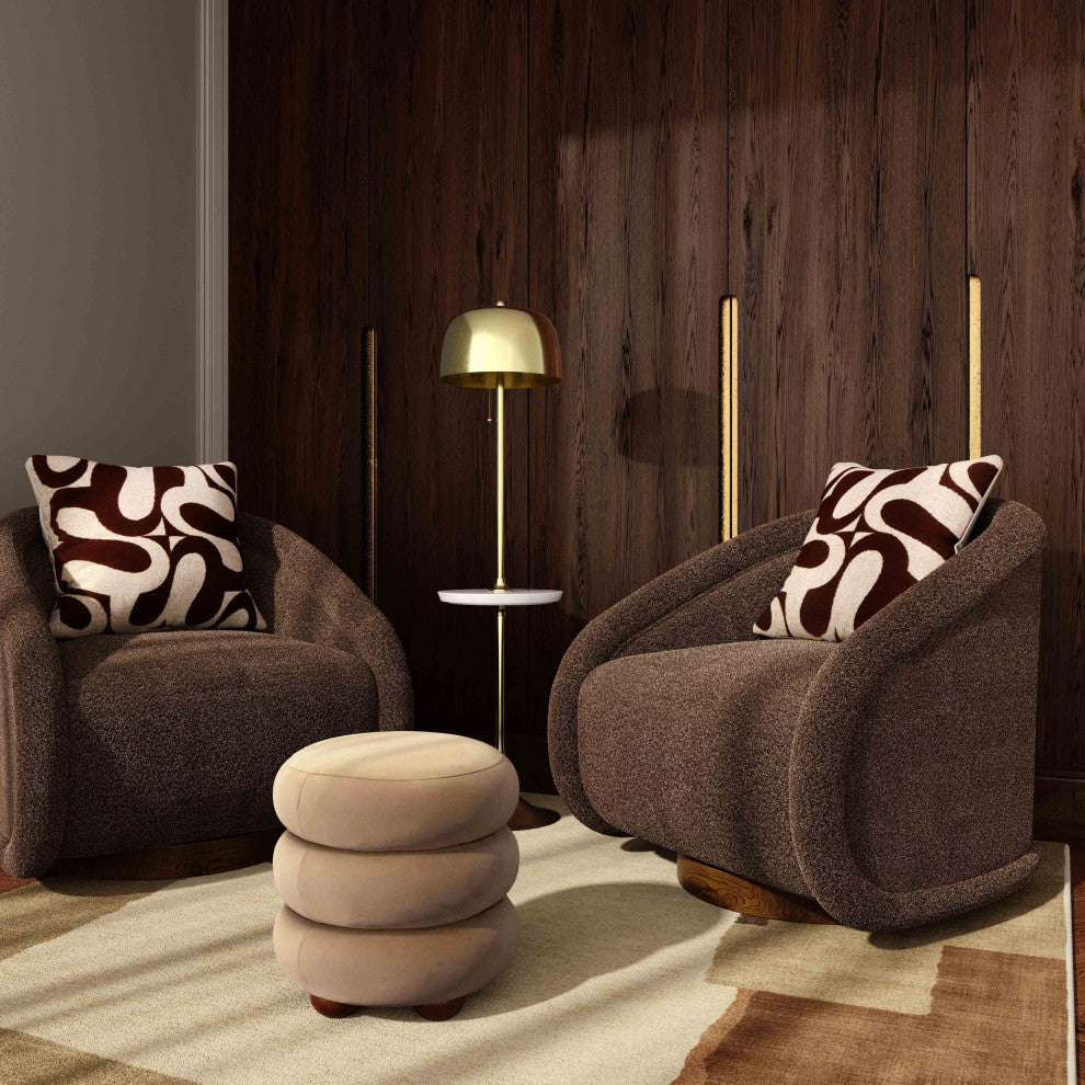 Rory Boucle Swivel Chair, Chocolate Brown