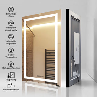 LED Modern Bathroom Frameless Decorative Mirror Wall Mounted, 36"x72", Rectangle