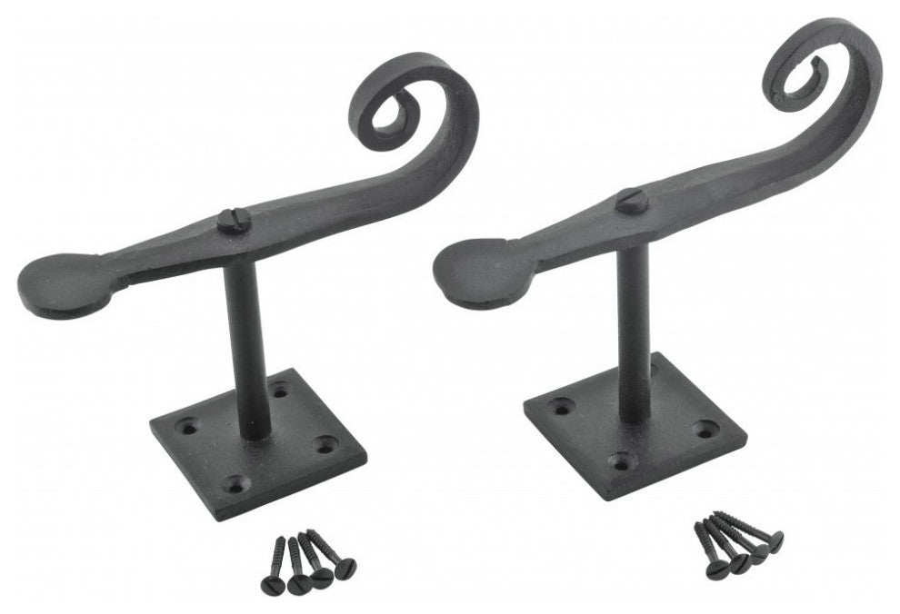Black Shutter Dog Rat Tail Hand Forged Iron Rustproof Finish Set of 6