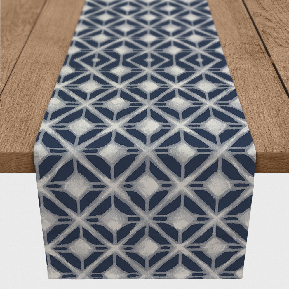 Navy Diamond Pattern 16x72 Cotton Twill Runner