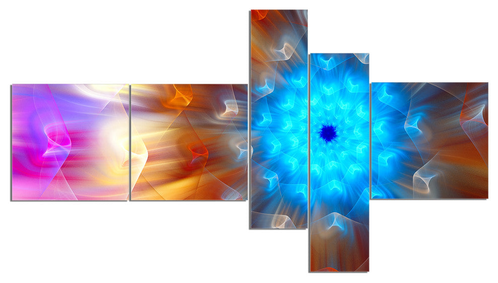 Multi Color Exotic Flower Petals, Floral Canvas Art Print, 60"x32", 5 panels