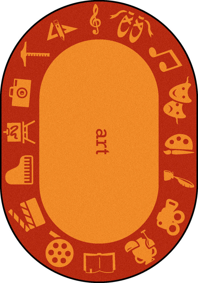 Subjects Rug, Red, Oval-92"x64"