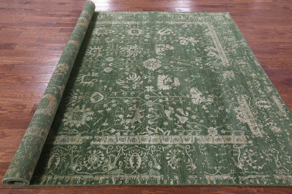 7' 10" X 9' 11" Hand Knotted Persian Wool and Silk Rug Q11756