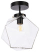 Lilah 1-Light Black and Clear Glass Flush Mount, Black/Clear