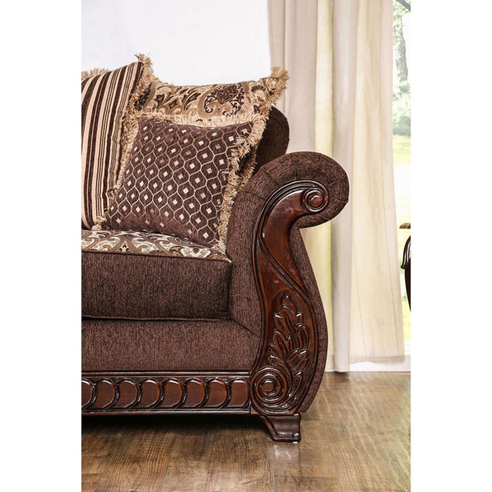 Fabric Upholstered Loveseats with Rolled Arms Design, Loveseat