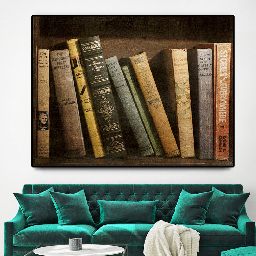 "Vintage Book Collection II" Oversized Framed Canvas, 40" x 60"