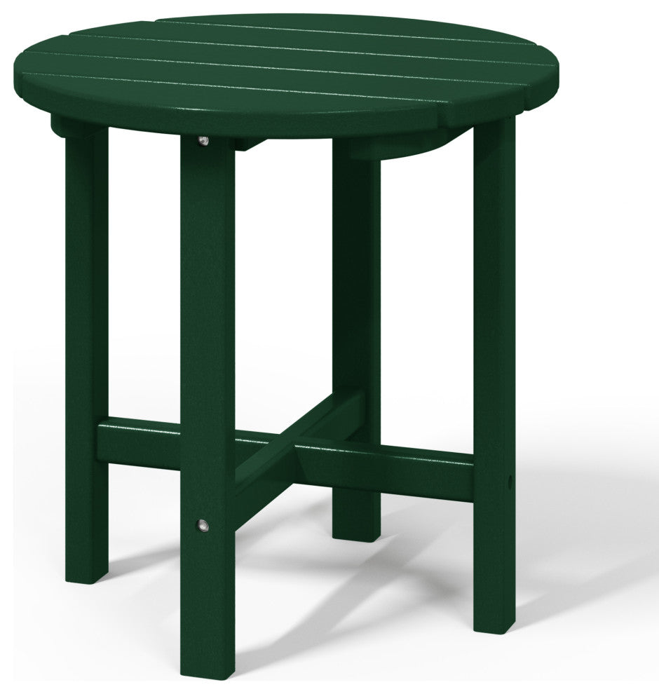 Adirondack Round Outdoor Side Table, Dark Green