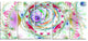 Multi Color Exotic Flower Whirlpool, Floral Canvas Art Print, 60"x28", 5 Panels