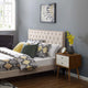 Contemporary Modern Bedroom Full and Queen Size Tufted Headboard, Fabric, Beige