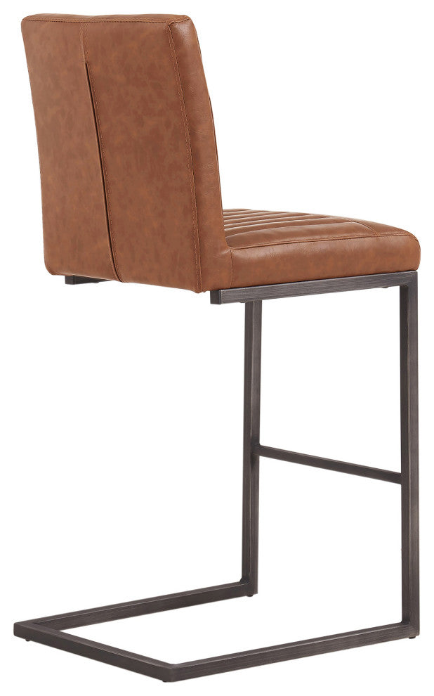 Ronan Bar/ Counter Stool, Set of 2, Antique Cigar Brown, Counter Stool, Faux Leather