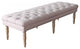 Benzara BM195186 Bench With Button Tufted Fabric Seat & Turned Legs, Cream