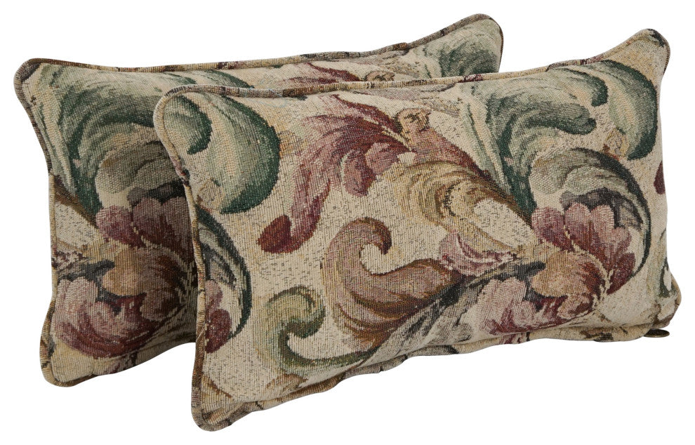 18" Double-Corded Jacquard Chenille Throw Pillows, Set of 2, Watercolor Floral