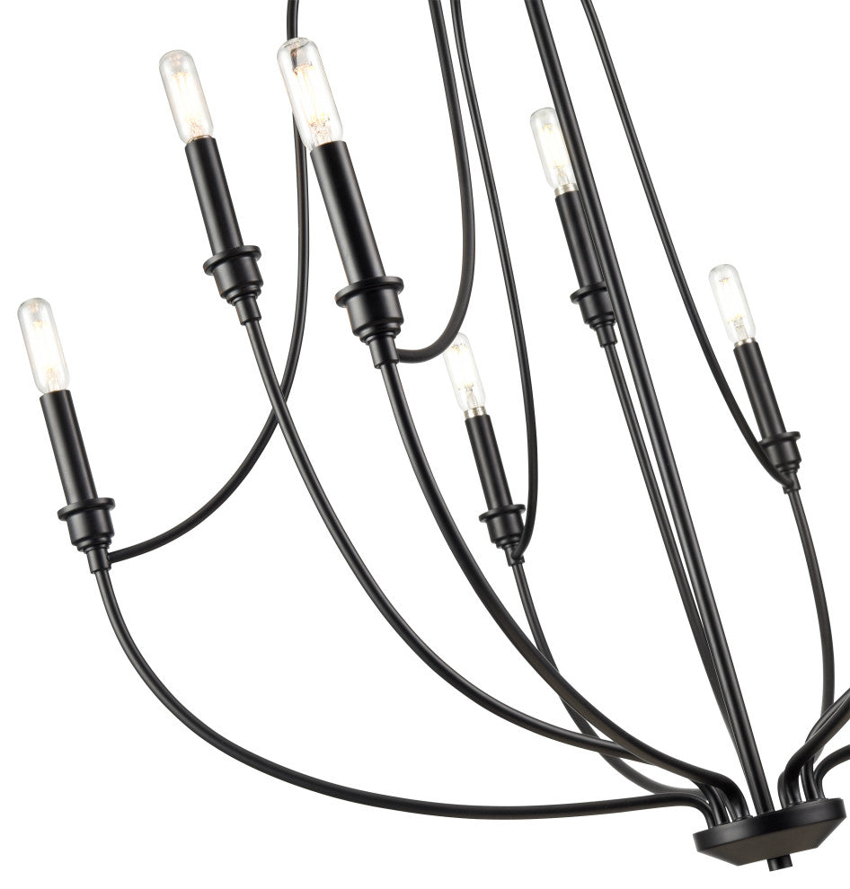 9 Light 32.5 in. Matte Black Chandelier