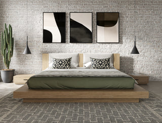 Nova Domus Dream Walnut and Gray Bed With Two Nightstands, Queen