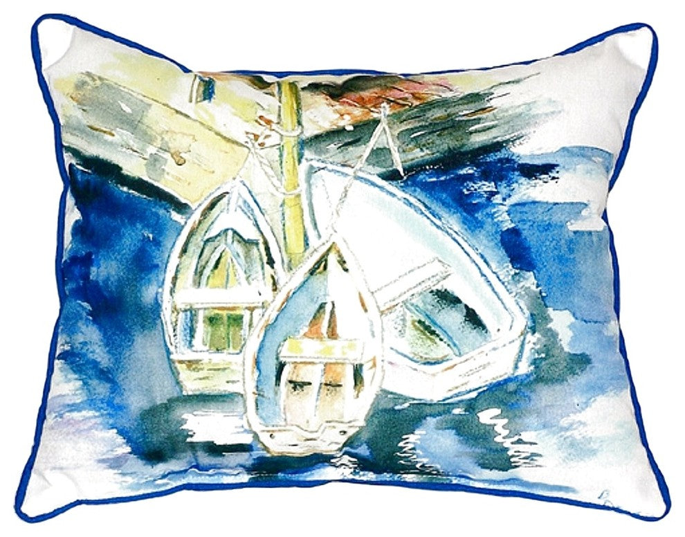 Three Row Boats Small Indoor/Outdoor Pillow 11x14 - Set of Two