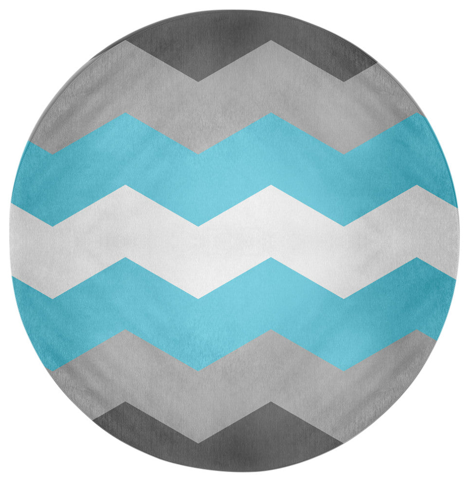 Demi Boy Chevron Chenille Rug, Demi Boy Chevron, 5' Round