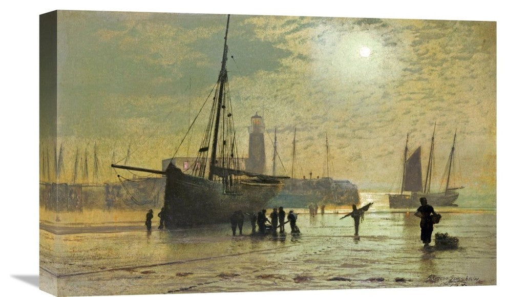 "The Lighthouse at Scarborough" Canvas Giclee by John Grimshaw Atkinson, 22"x14"