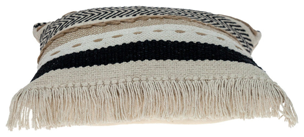 Black White and Tan Textured Pillow
