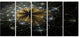 Large Mystic Golden Fractal Flower, Floral Canvas Art Print, 60"x28", 5 Panels