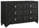 Benzara BM280367 Modern Glam Dresser, 6 Drawers, Diamond Shape Handles, Black