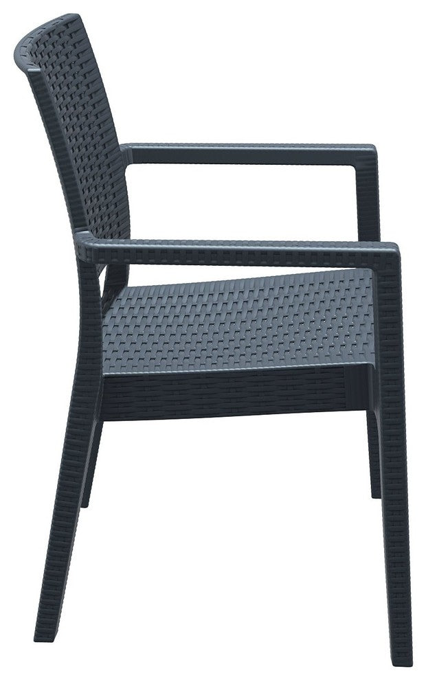 Ibiza Resin Wickerlook Dining Arm Chair, Dark Gray, Set of 2
