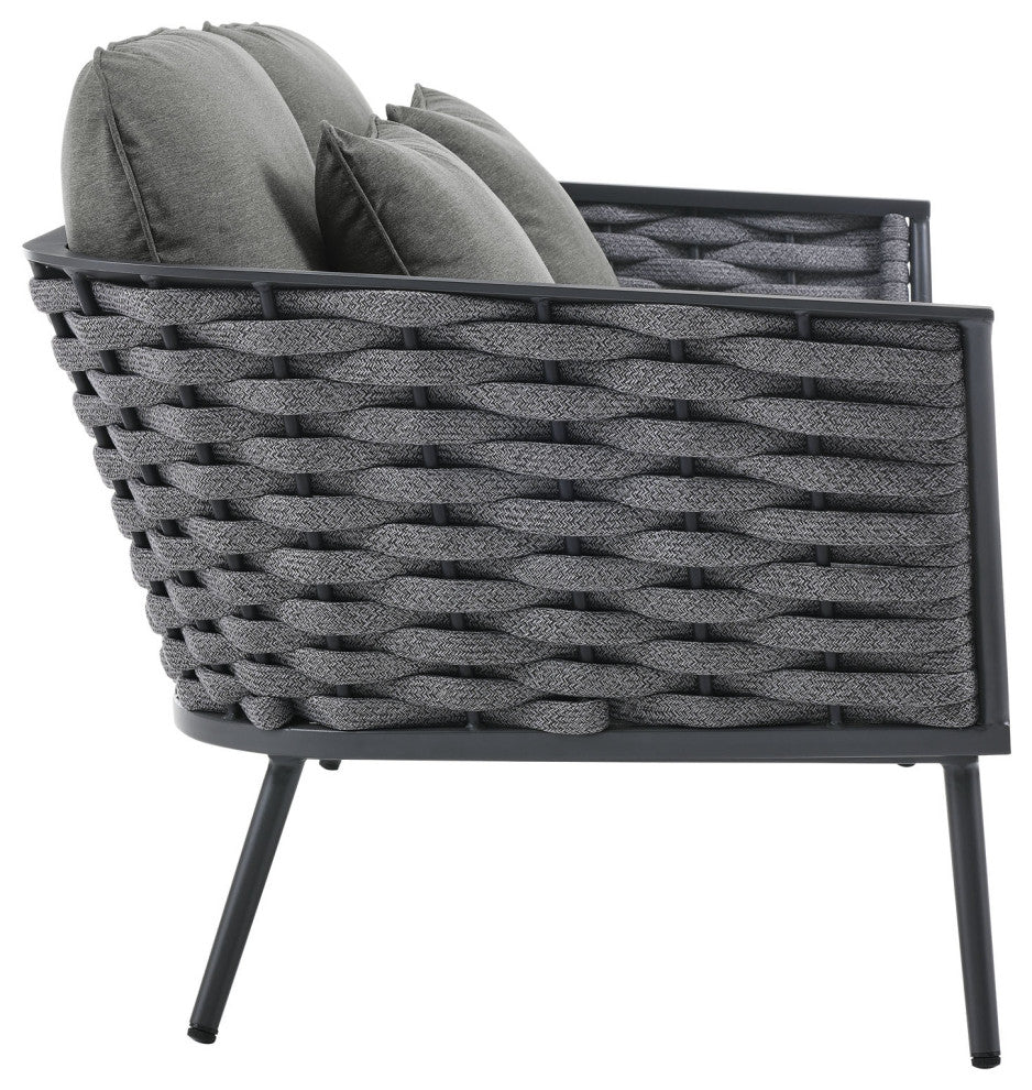 Stance Outdoor Patio Aluminum Loveseat Gray Charcoal