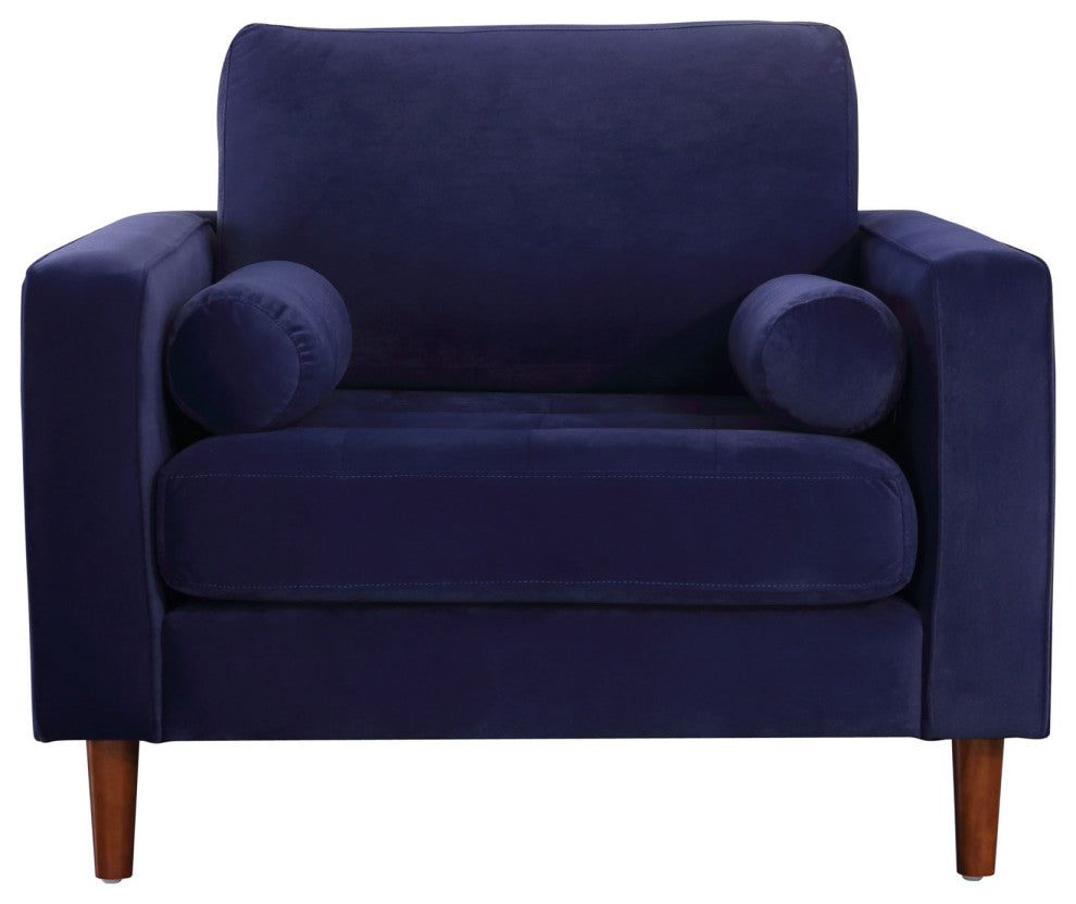 Frederick Modern Contemporary Velvet Armchair, Blue