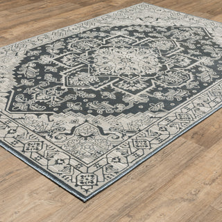 Iris Two-Tone Medallion Blue/ Grey Area Rug 9'10" x 12'10"
