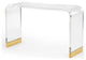 Acrylic waterfall console/Desk Lucite with Gold Trim