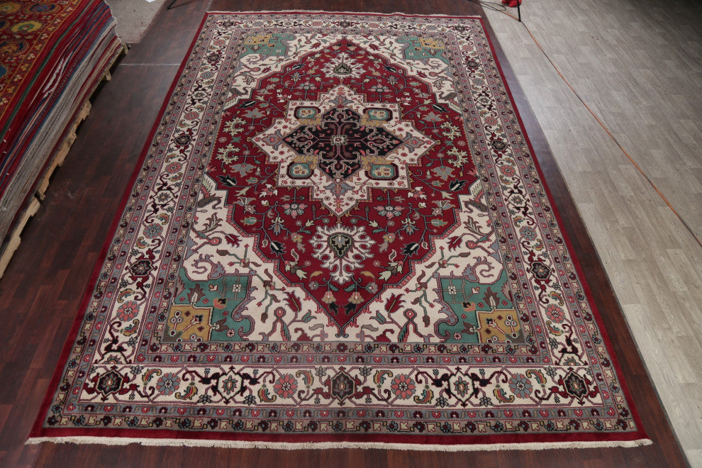 Heriz Oriental Traditional Area Rug Carpet Handmade Indian, Red, 17'4"x11'10