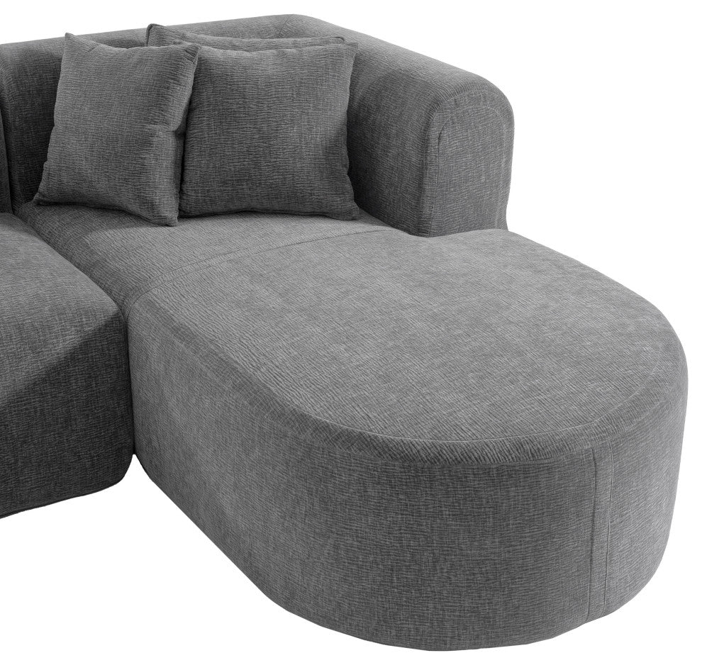 GDF Studio L-Shape Upholstered Chenille Corner Sectional Sofa with Pillows, Gray