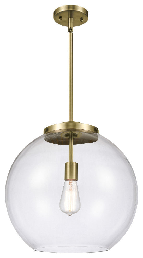 Athens Pendant, Antique Brass, Clear, Clear