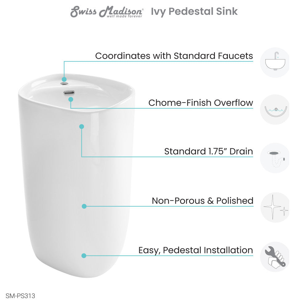 Ivy One Piece Pedestal Sink