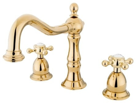 Kingston Brass Widespread Bathroom Faucet With Brass Pop-Up, Polished Brass