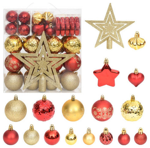 vidaXL Christmas Bauble Set 70 Piece Christmas Ball for Xmas Tree Gold and Red