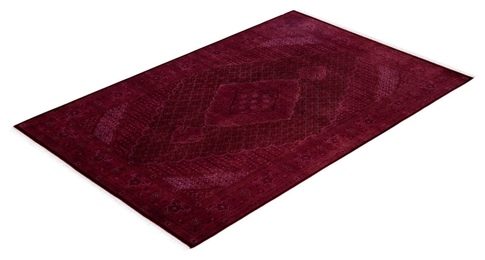 Overdyed One-of-a-Kind Hand-Knotted Area Rug Pink, 6' 1" x 9' 4"