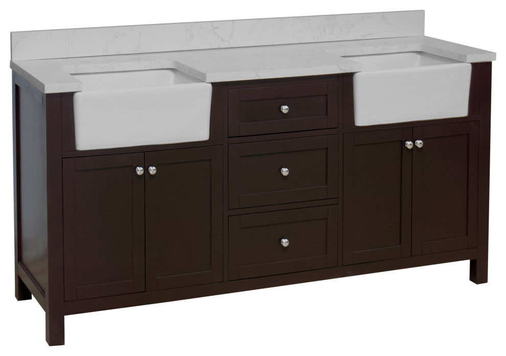 Yorkshire 72" Bathroom Vanity, Chocolate, Engineered Marble