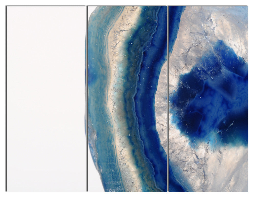 Macro of Blue Agate Stone, Abstract Canvas Wall Art Print, 36x28, 3 Panels