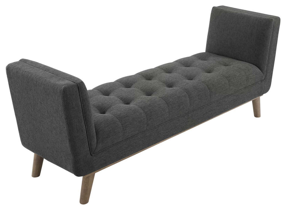 Haven Tufted Button Upholstered Fabric Accent Bench - Gray