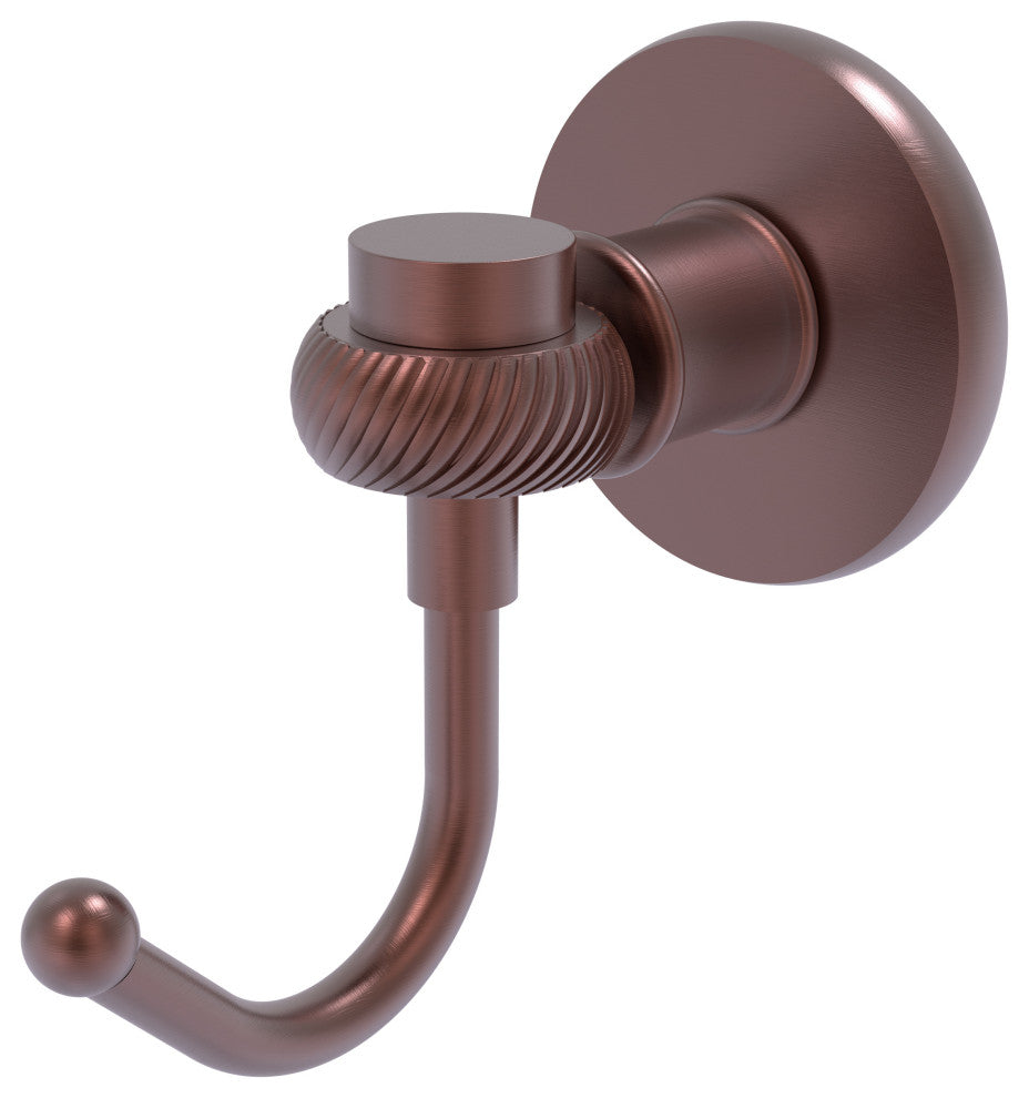 Continental Robe Hook With Twist Accents, Antique Copper