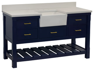 Charlotte 60" Bathroom Vanity, Royal Blue, Quartz, Single