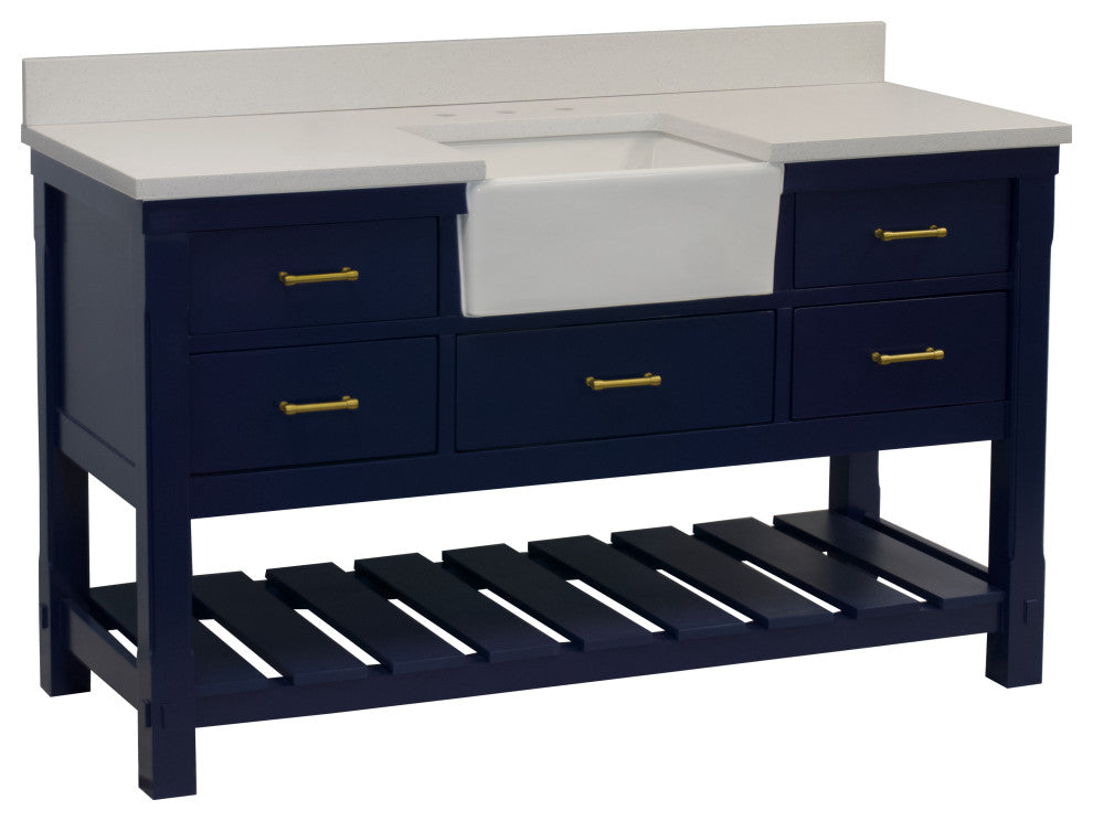 Charlotte 60" Bathroom Vanity, Royal Blue, Quartz, Single