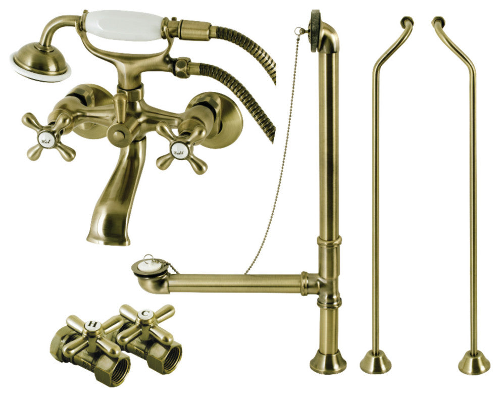 CCK265XD-P Wall Mount Clawfoot Faucet Package, Antique Brass