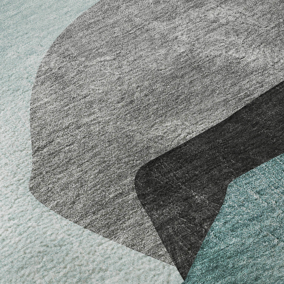 Premium Machine Washable Mayfield AMF547 Teal 2'3" x 7'6" Runner Rug