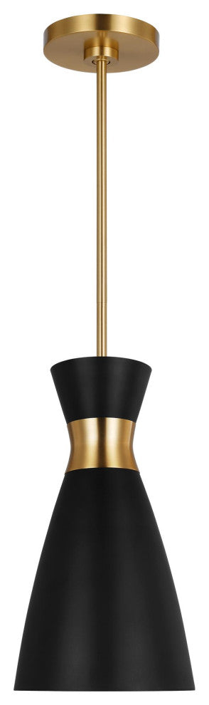 Heath Small Pendant, Midnight Black and Burnished Brass